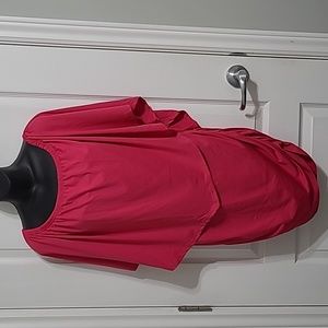 2 FOR💲1️⃣ NWOT SHIEN Bright Pink Layered On/Off Shoulder Tunic Blouse Sz Large
